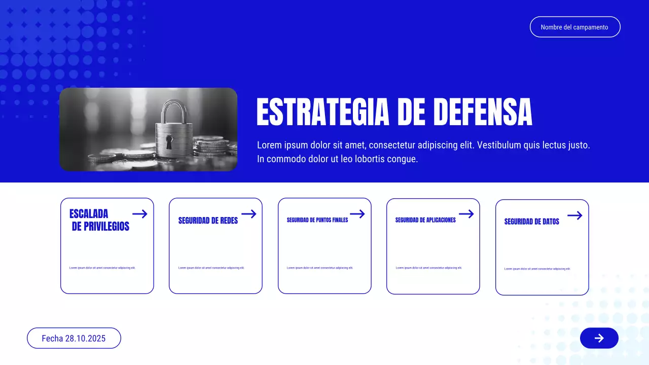 Presentación de la invitación al curso de ciberseguridad Blue Modern