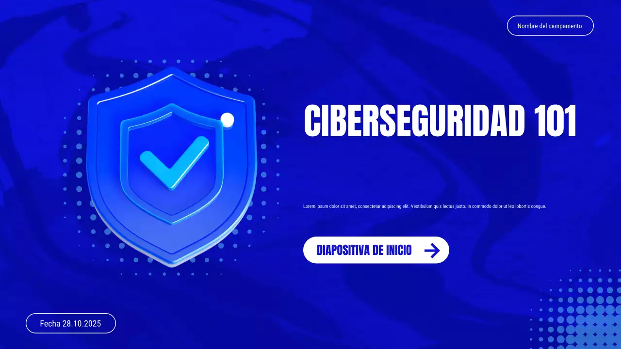 Presentación de la invitación al curso de ciberseguridad Blue Modern