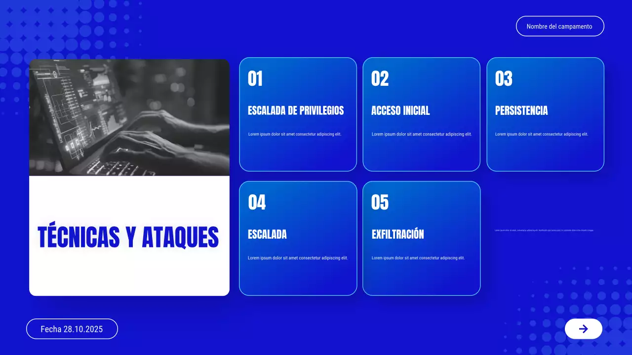 Presentación de la invitación al curso de ciberseguridad Blue Modern