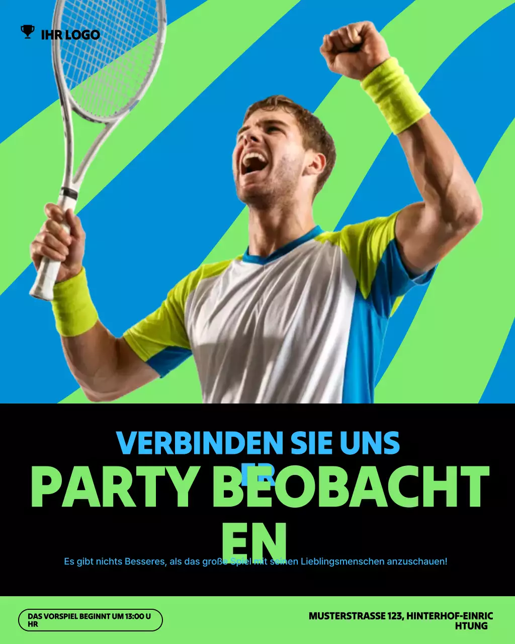 Grüner Instagram-Beitrag zur modernen Sporteinladung