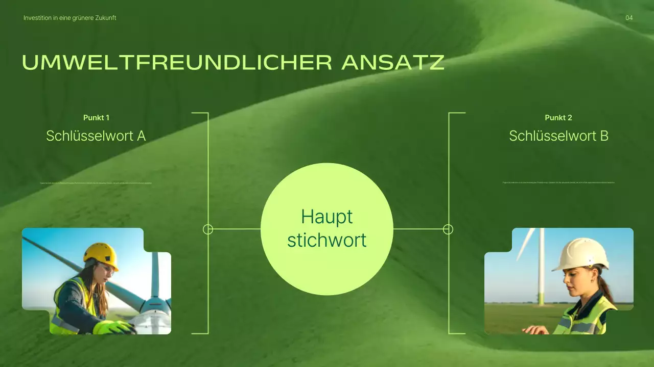 Präsentation zur Förderung von Investitionen in grüne, moderne erneuerbare Energien