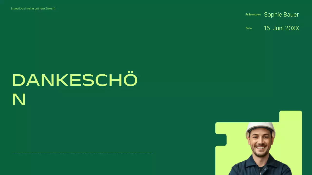 Präsentation zur Förderung von Investitionen in grüne, moderne erneuerbare Energien