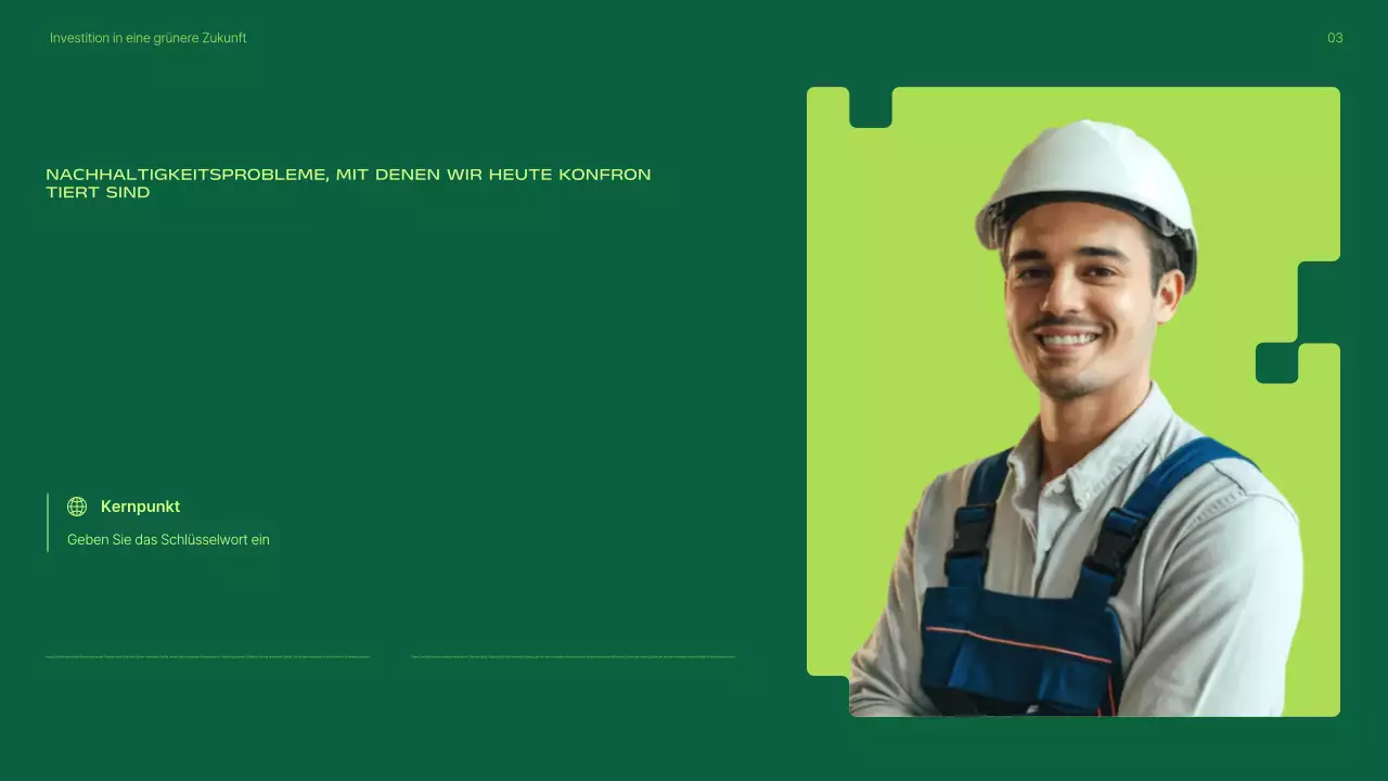 Präsentation zur Förderung von Investitionen in grüne, moderne erneuerbare Energien