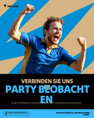 Blauer, kräftiger Instagram-Beitrag zur Sporteinladung