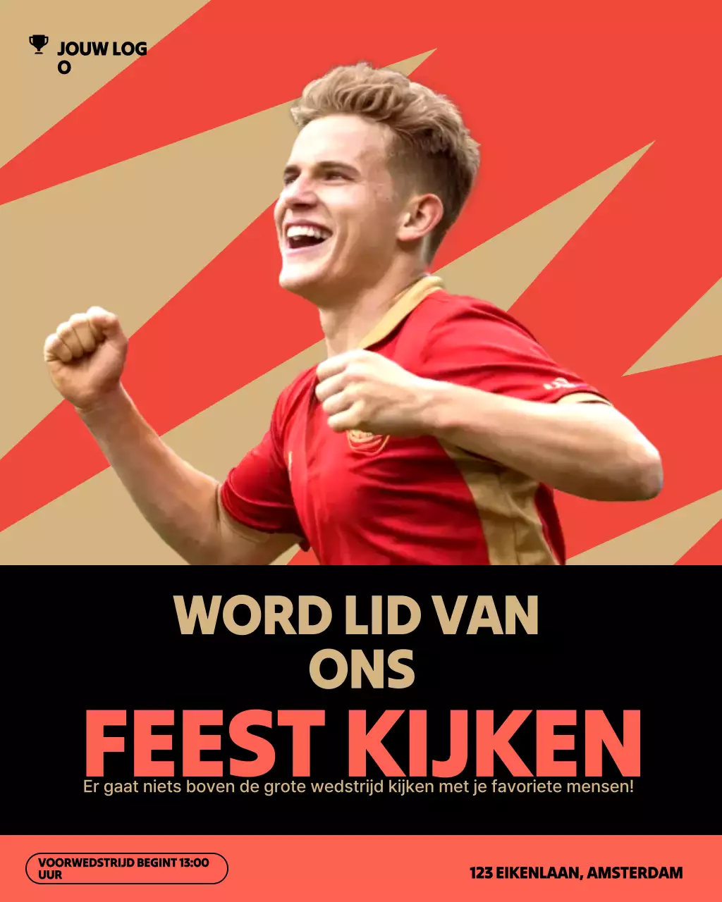 Instagram-bericht met uitnodiging voor een rood modern sportevenement