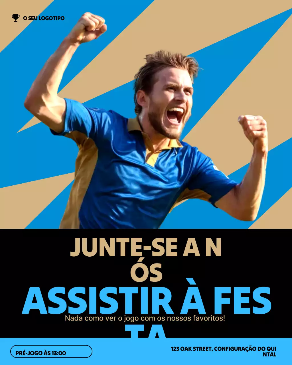 Postagem de convite esportivo em negrito azul no Instagram