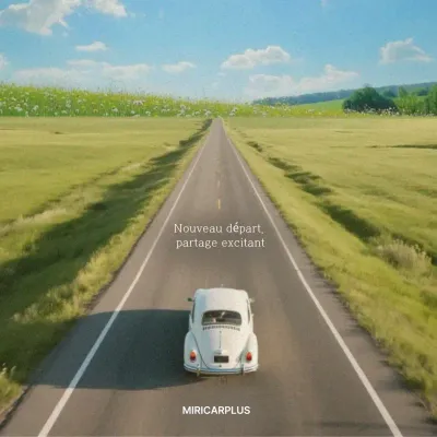Publicité pour la tournée Sky Blue Vintage Car