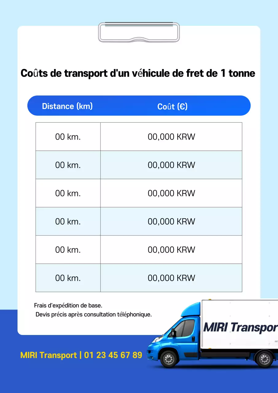 Guide des tarifs d'expédition Clean Blue