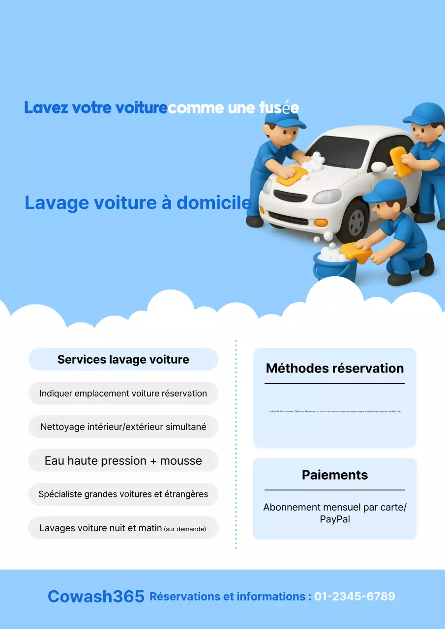 Promotion du service de lavage de voiture Blue Modern