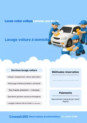 Promotion du service de lavage de voiture Blue Modern
