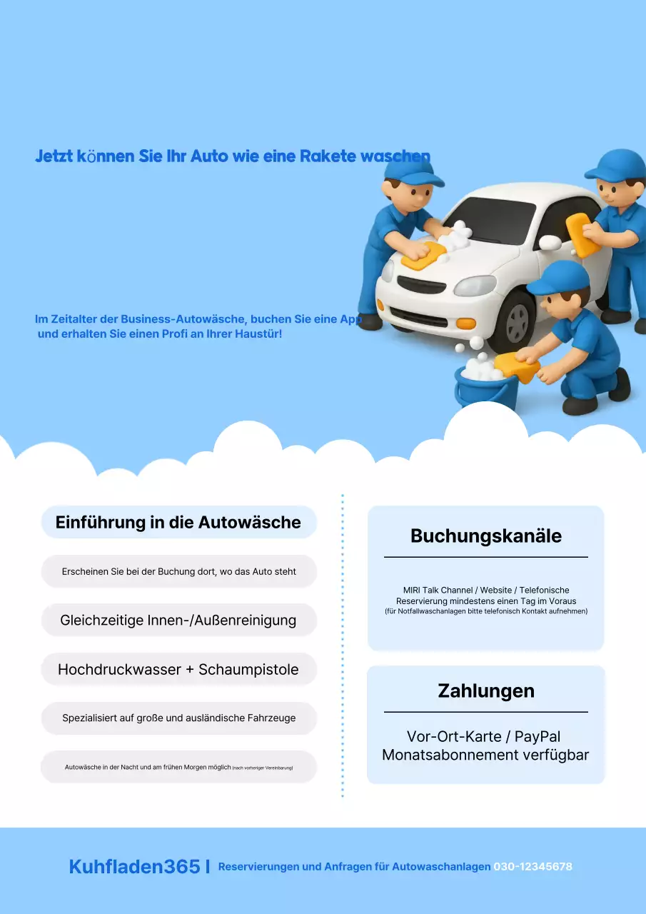 Blaue moderne Autowasch-Service-Aktion
