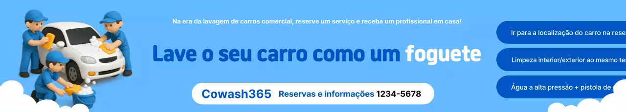 Anúncio do Serviço de Lavagem de Carros Blue Simple
