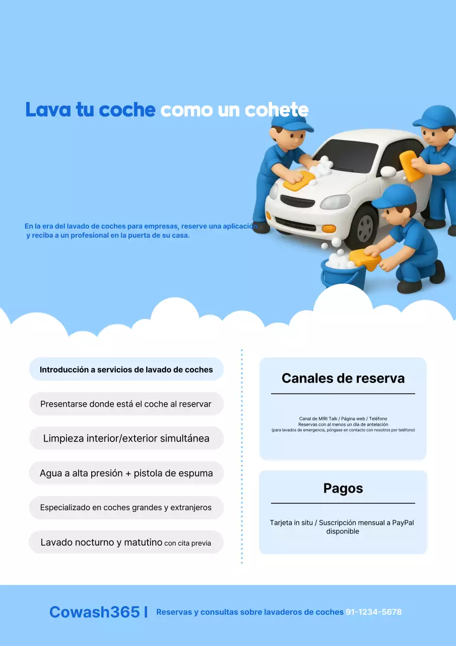 Promoción del servicio de lavado de autos Blue Modern