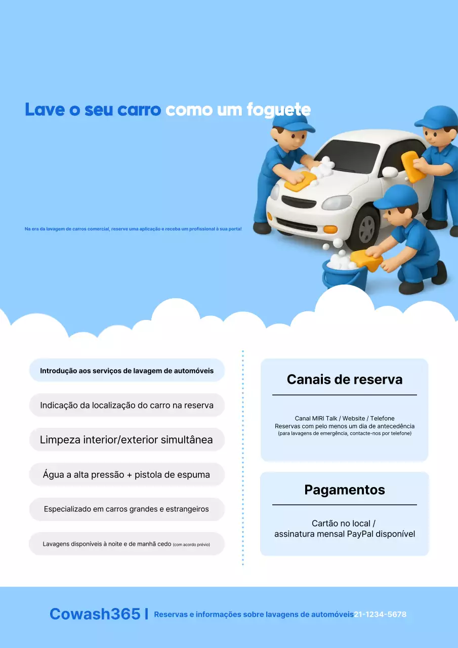 Promoção do Serviço de Lavagem de Carros Blue Modern