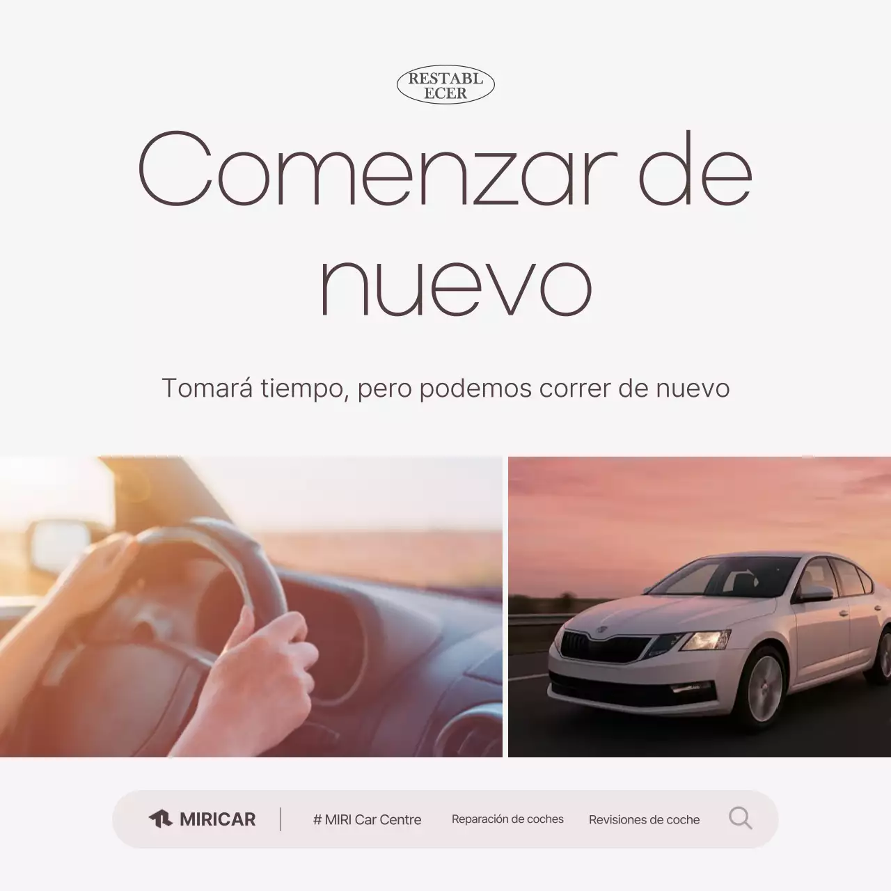 Anuncio de coche moderno y emocional en beige