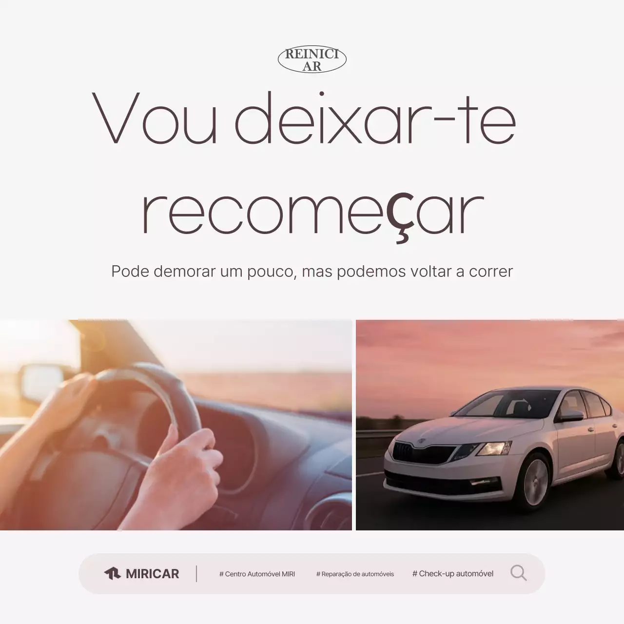 Anúncio de carro moderno e emocional bege