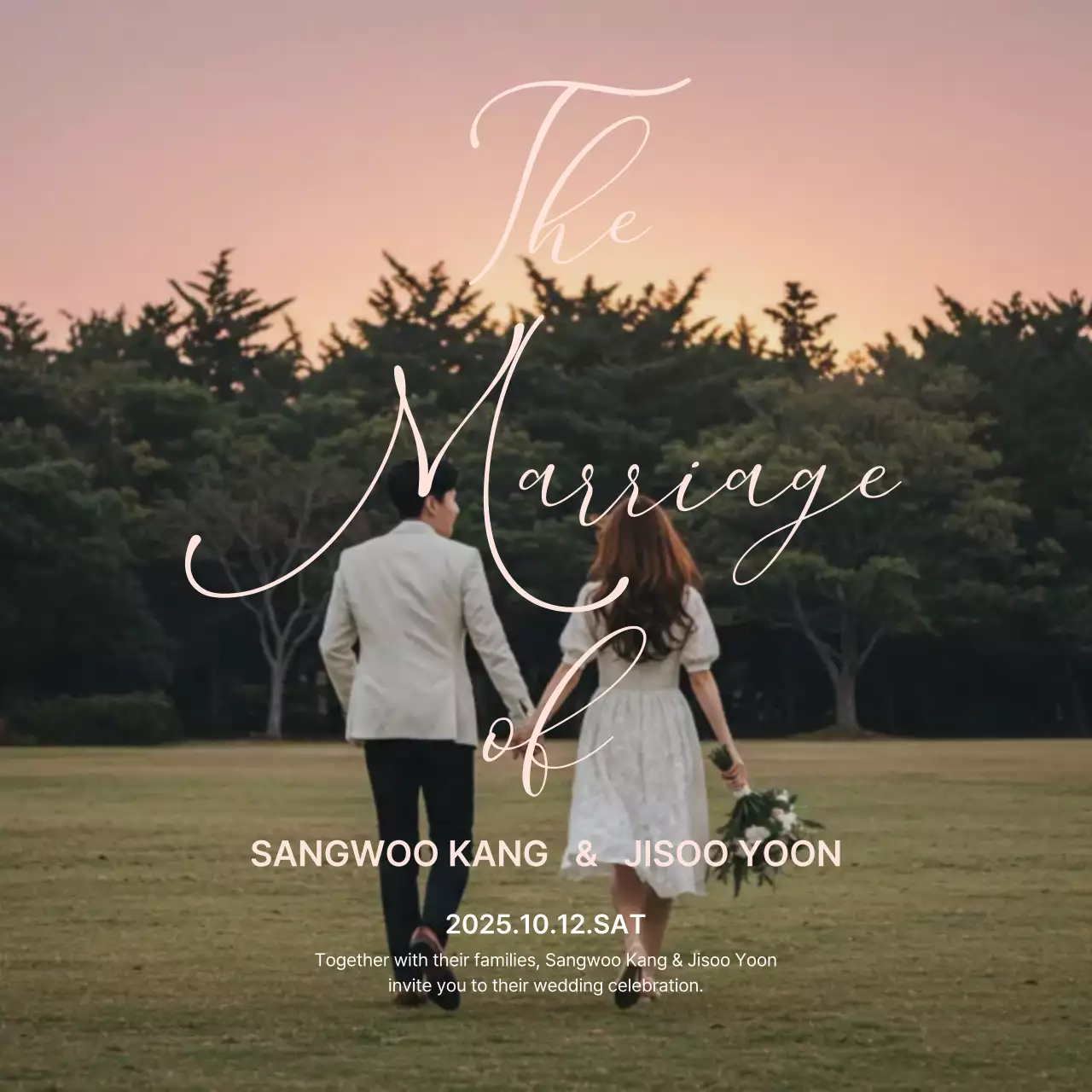 핑크 우아한 결혼 초대장