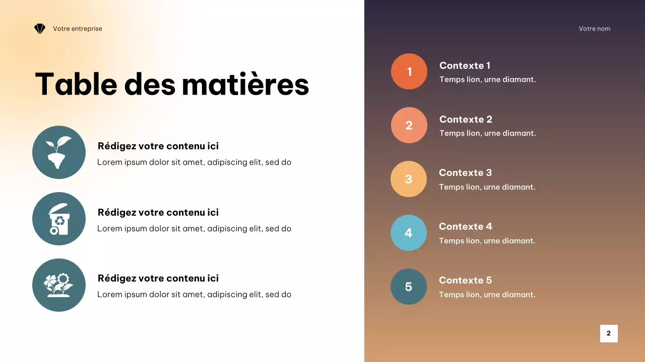 Présentation minimaliste orange sur le climat