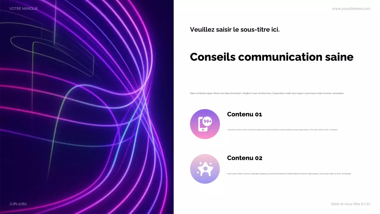 Présentation des médias sociaux modernes violets