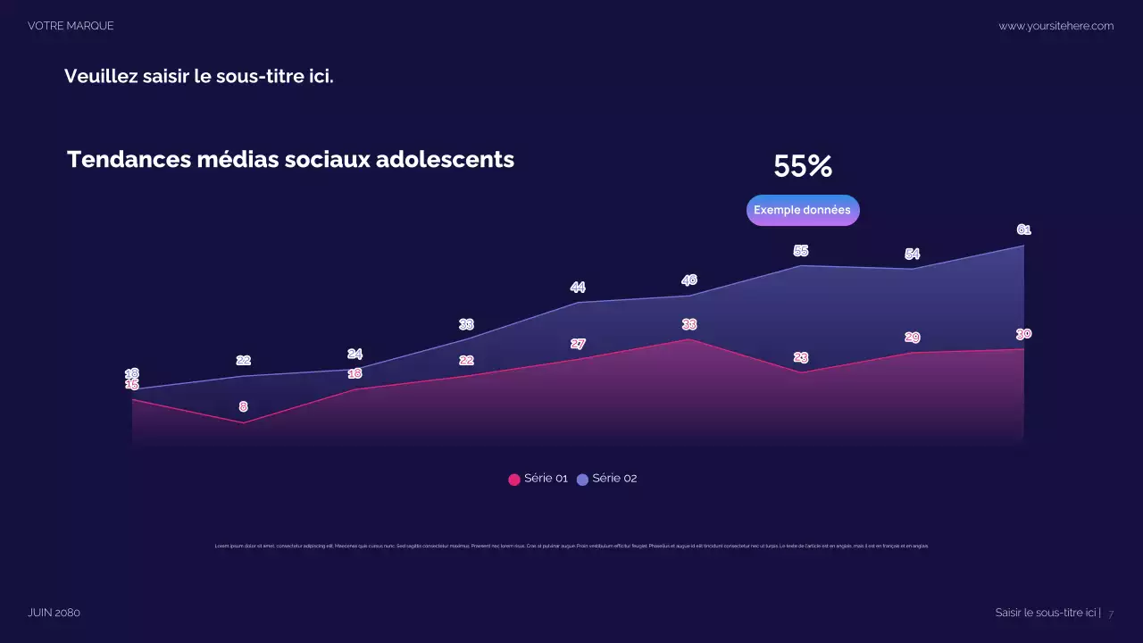 Présentation des médias sociaux modernes violets