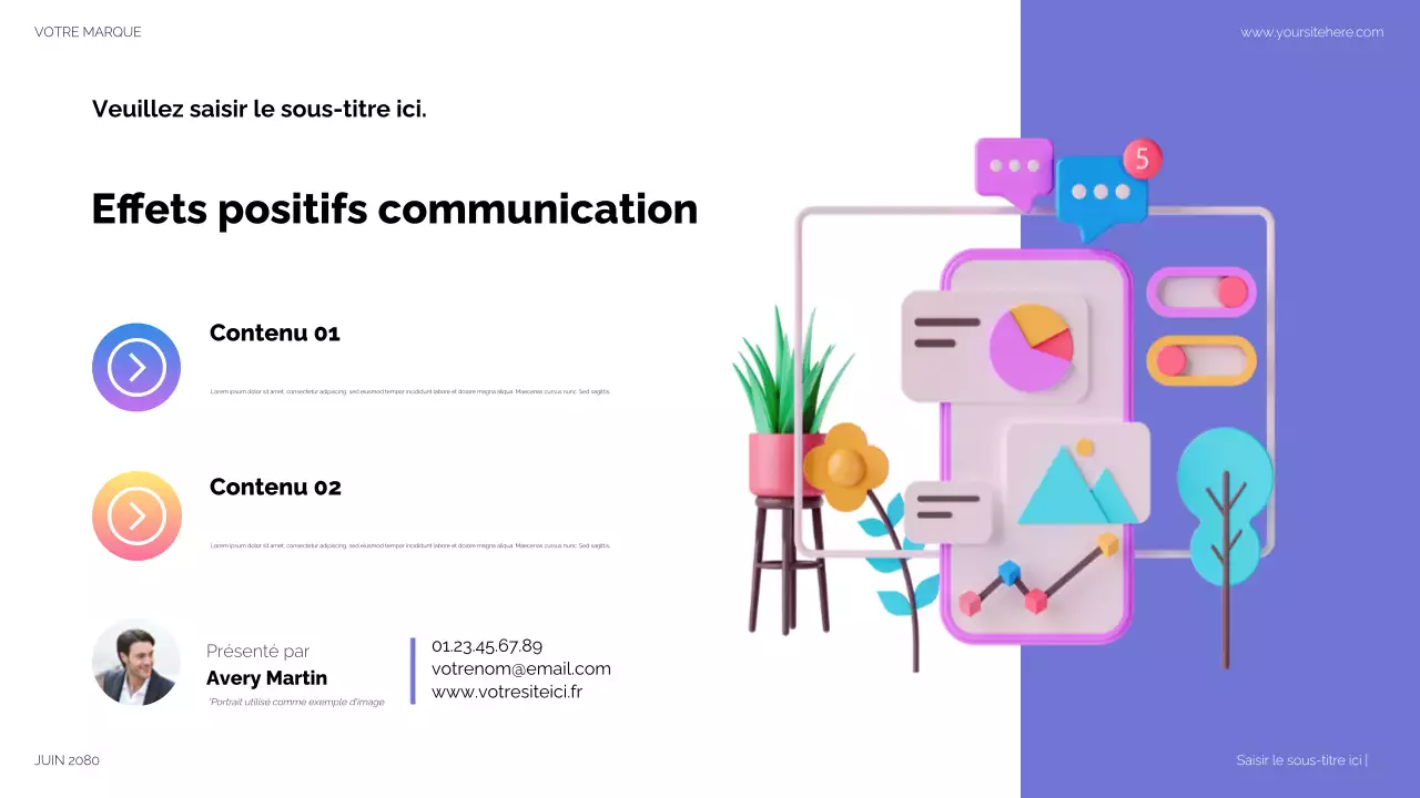 Présentation des médias sociaux modernes violets