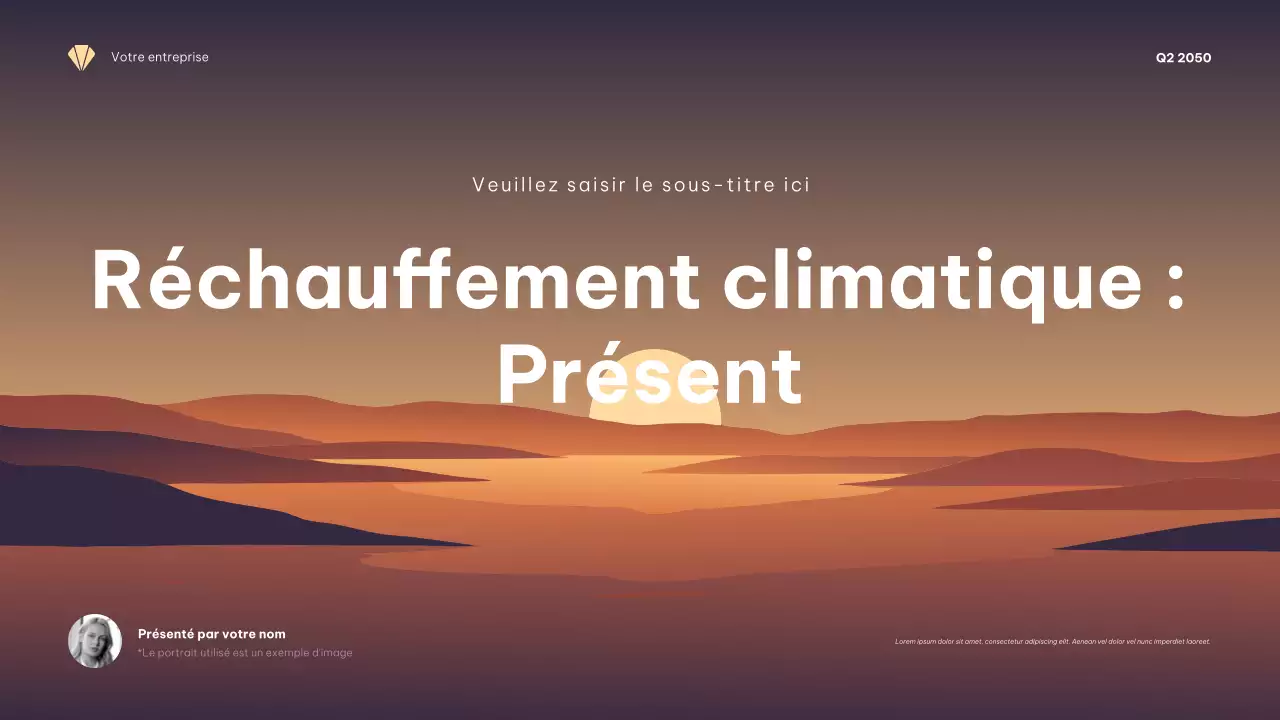 Présentation minimaliste orange sur le climat