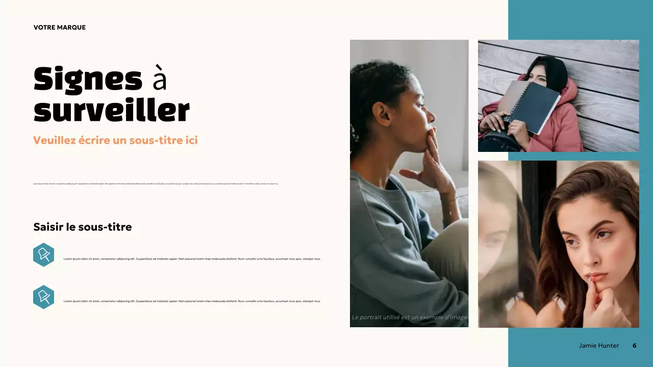 Présentation sur la santé mentale en orange et en gras