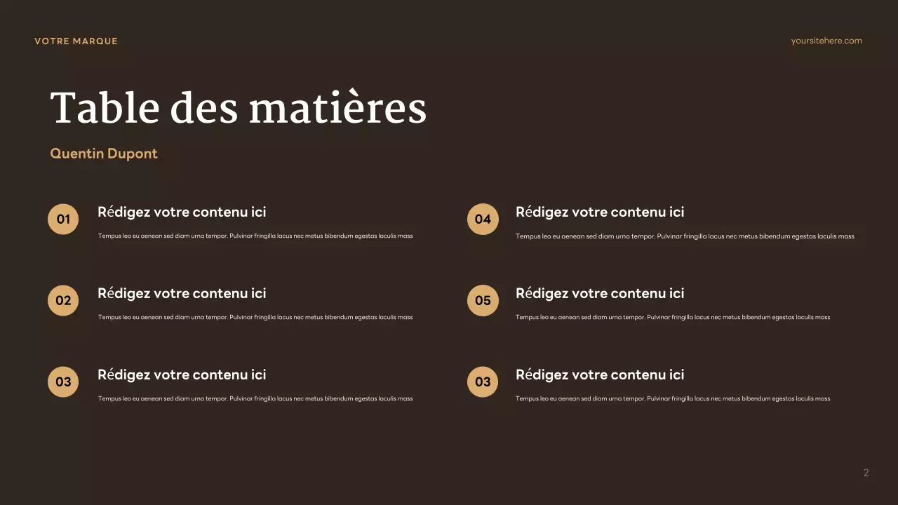 Présentation du personnage classique brun