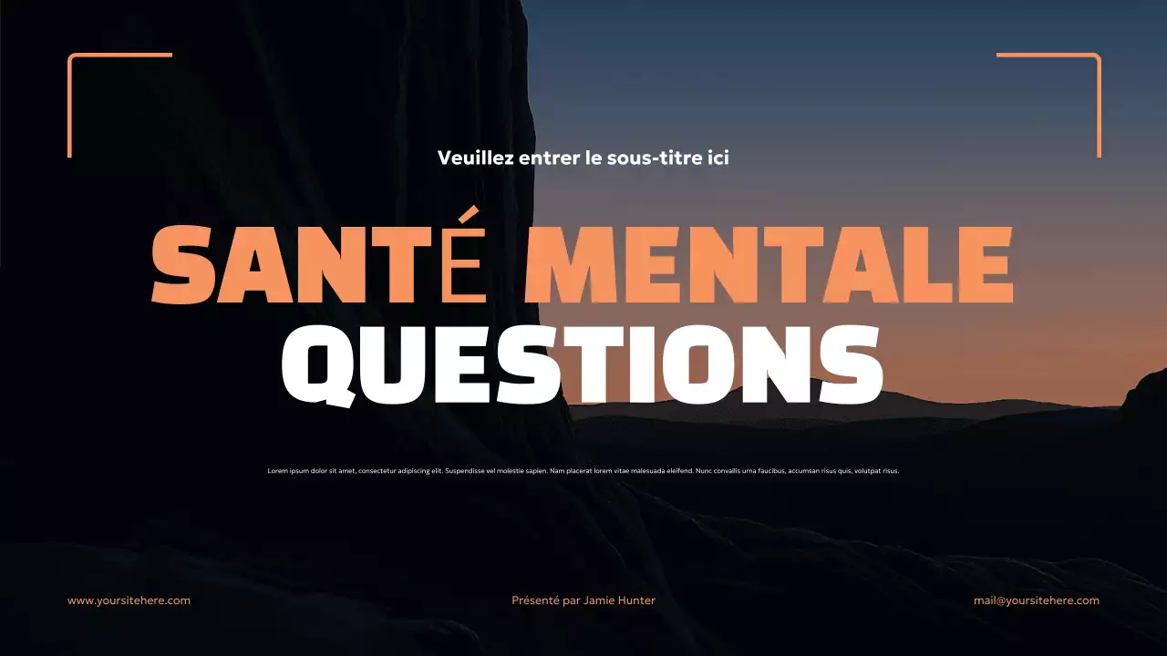 Présentation sur la santé mentale en orange et en gras