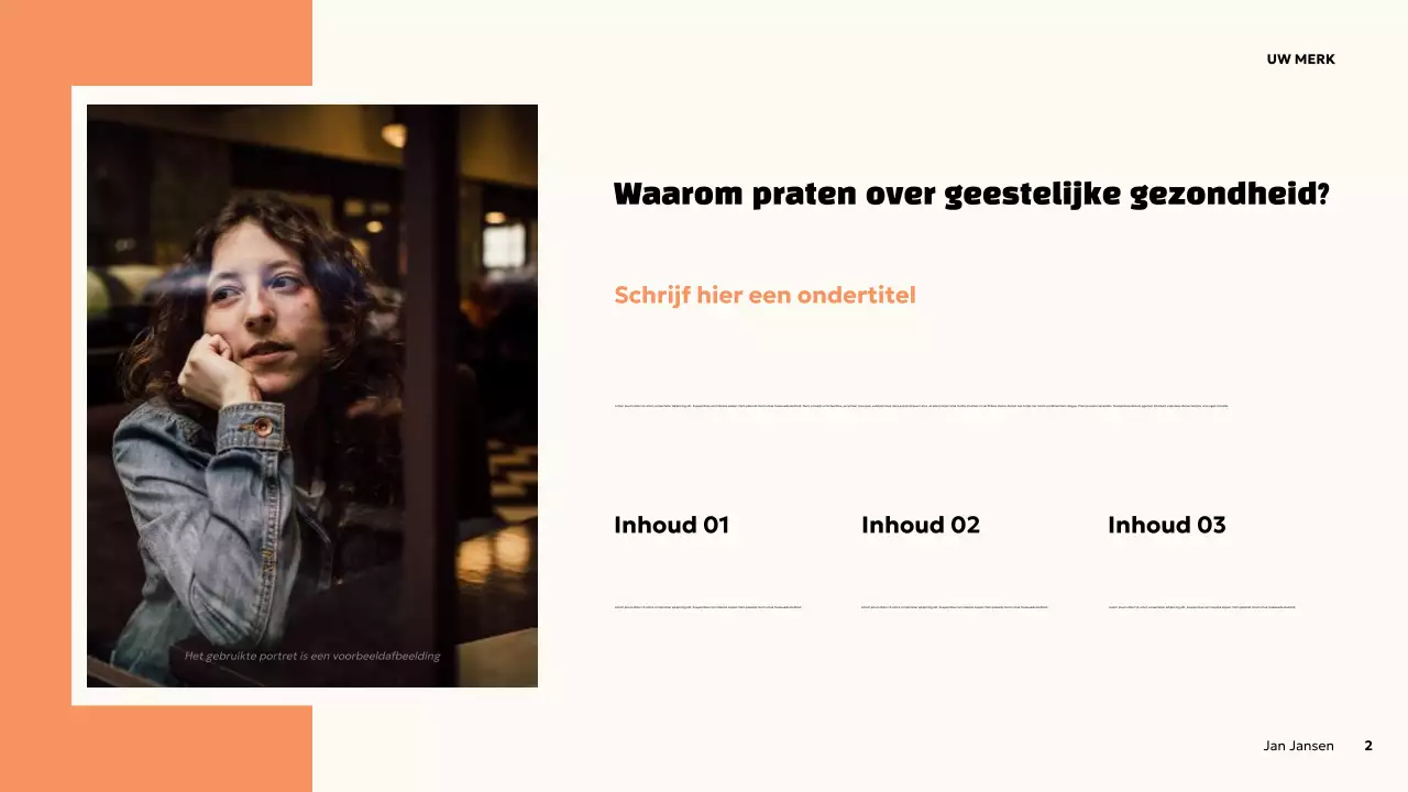 Oranje Vetgedrukte Mentale Gezondheidspresentatie