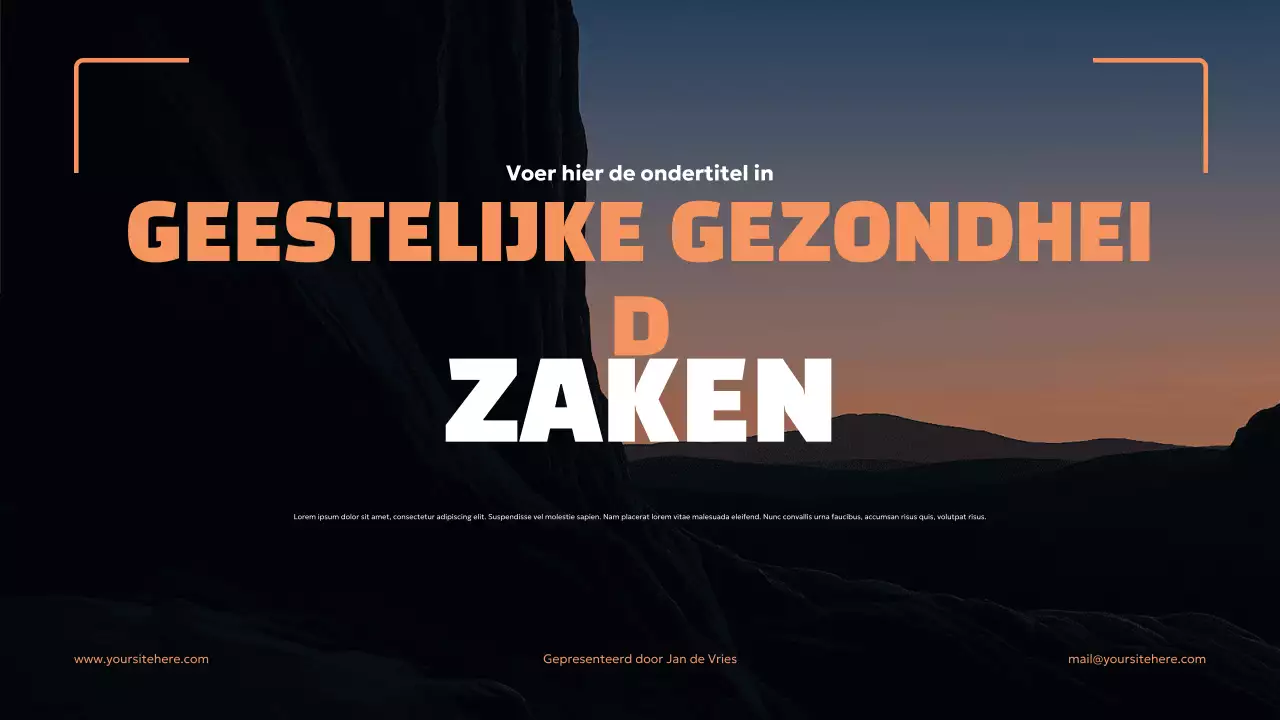 Oranje Vetgedrukte Mentale Gezondheidspresentatie