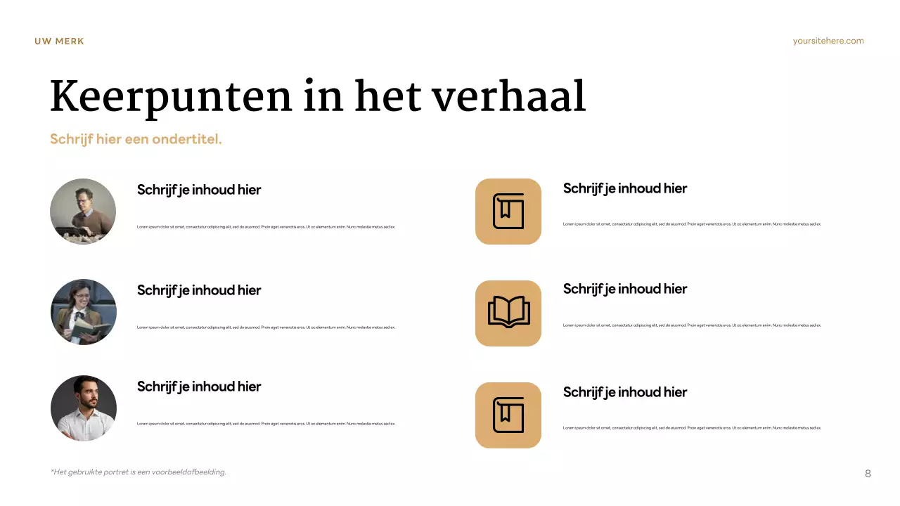 Bruine klassieke karakterpresentatie