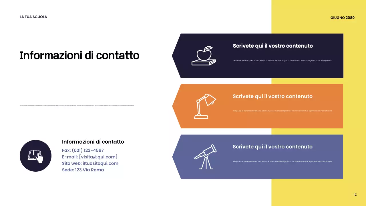 Presentazione della scuola moderna arancione