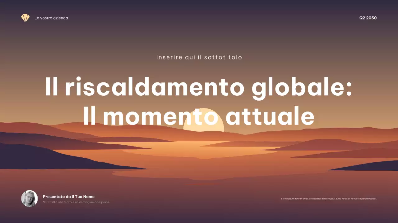 Presentazione minimalista arancione sul clima