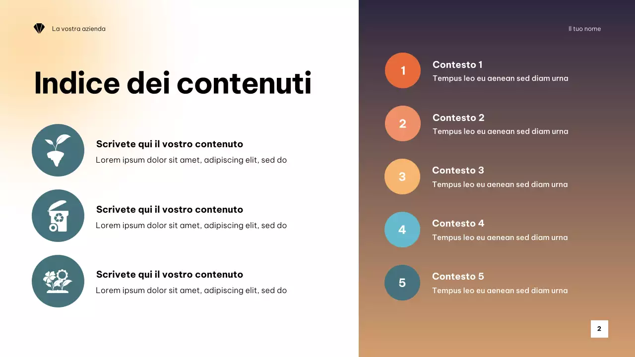 Presentazione minimalista arancione sul clima