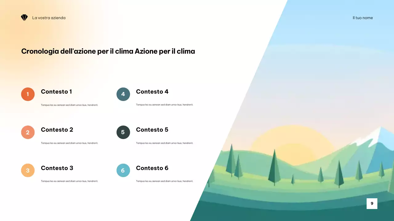 Presentazione minimalista arancione sul clima