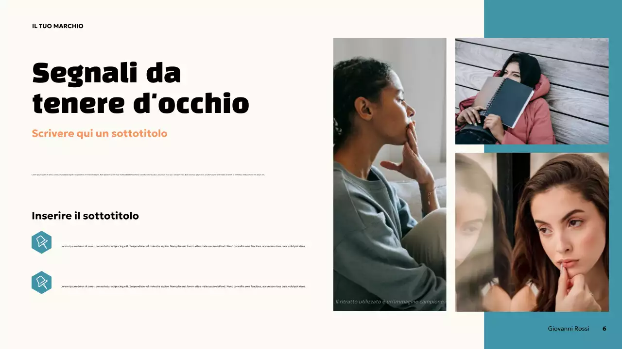 Presentazione sulla salute mentale in grassetto arancione