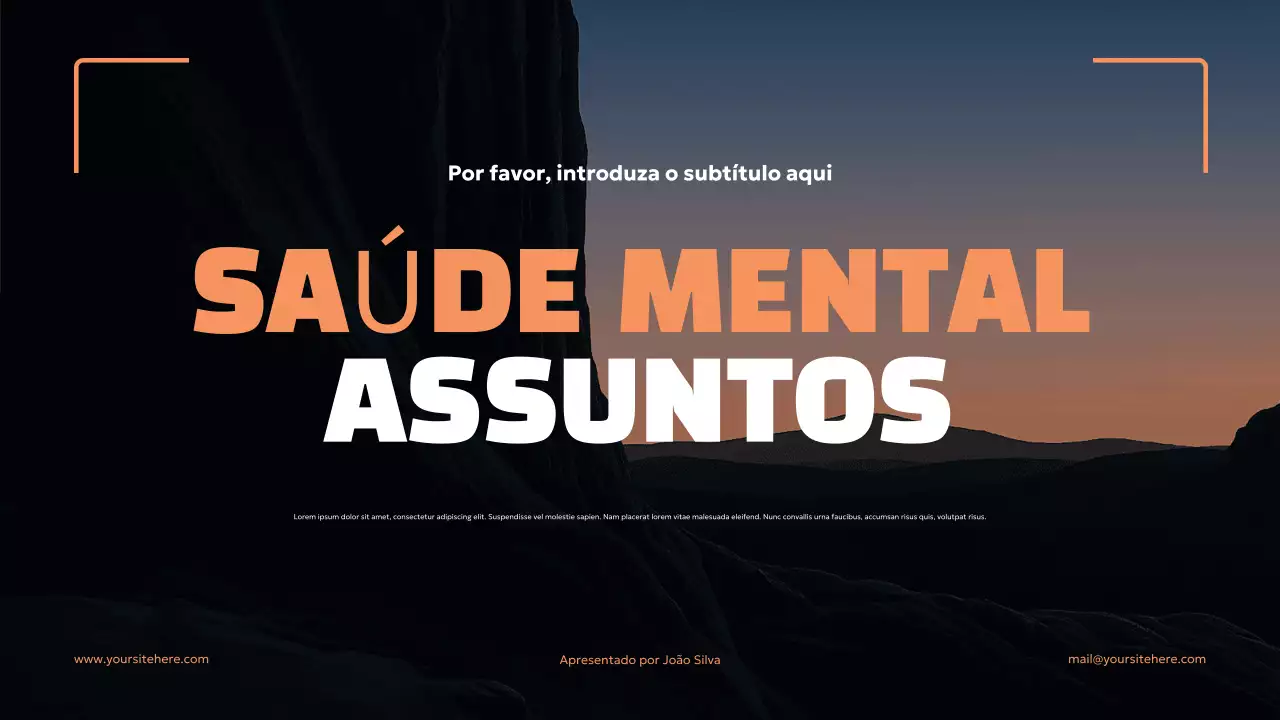 Apresentação de Saúde Mental em Negrito Laranja
