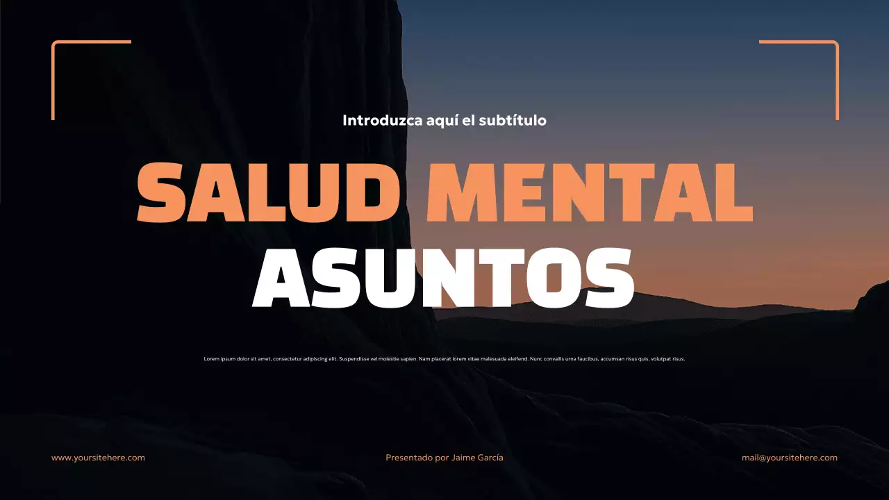 Presentación de salud mental en negrita naranja