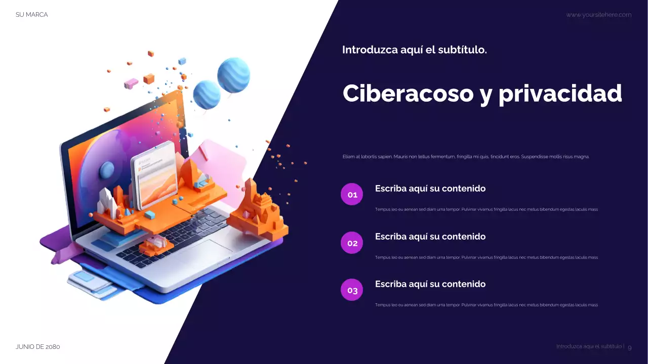 Presentación moderna en morado para redes sociales