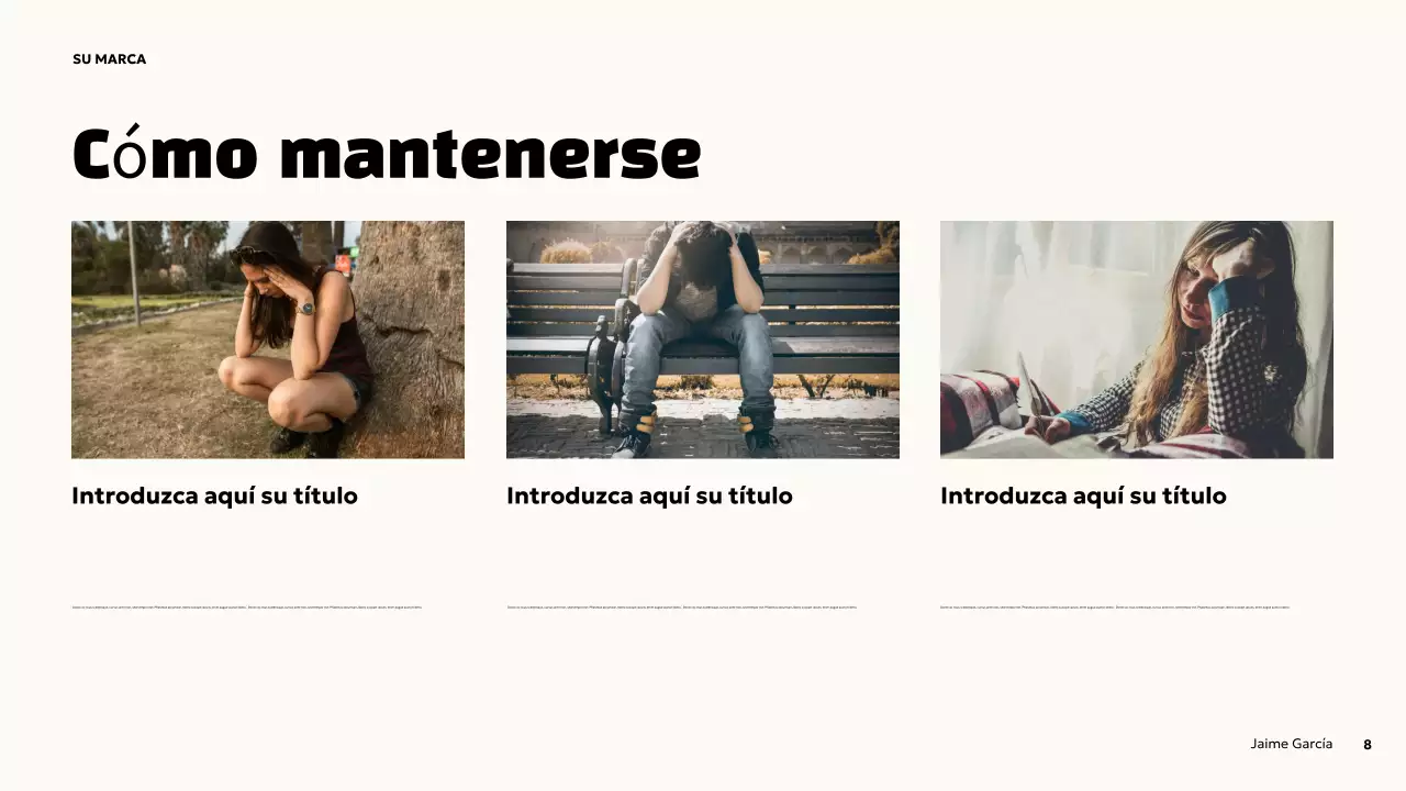 Presentación de salud mental en negrita naranja