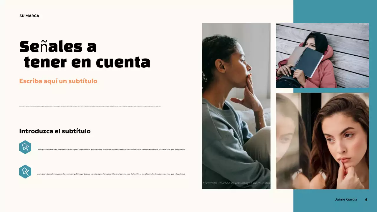 Presentación de salud mental en negrita naranja