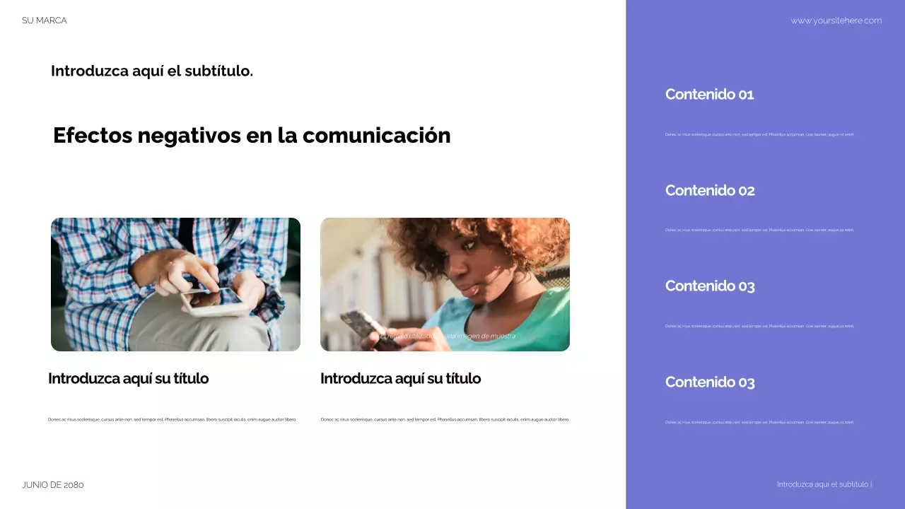 Presentación moderna en morado para redes sociales