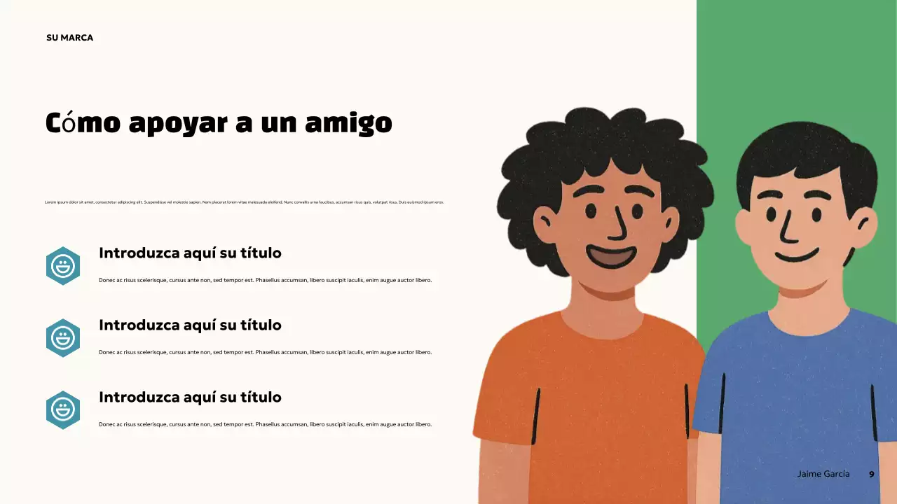 Presentación de salud mental en negrita naranja