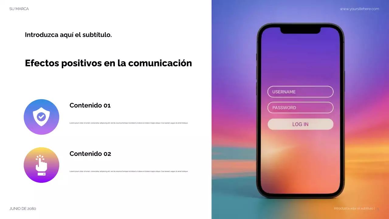 Presentación moderna en morado para redes sociales