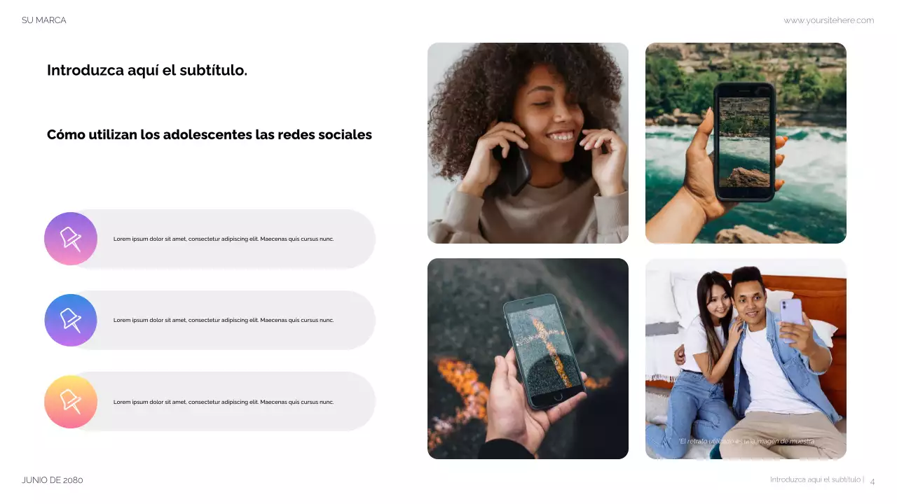 Presentación moderna en morado para redes sociales