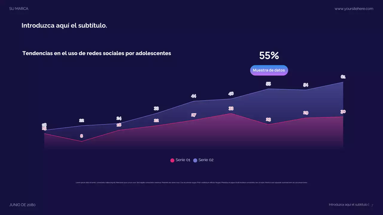 Presentación moderna en morado para redes sociales