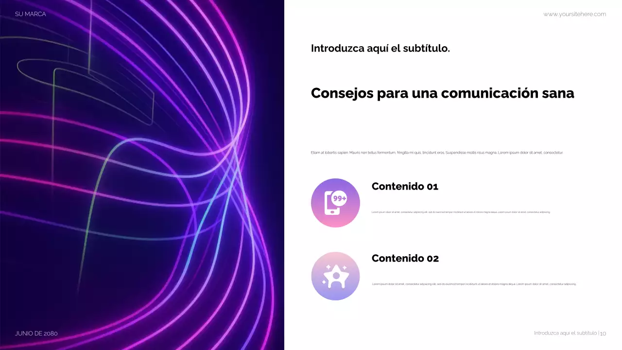 Presentación moderna en morado para redes sociales