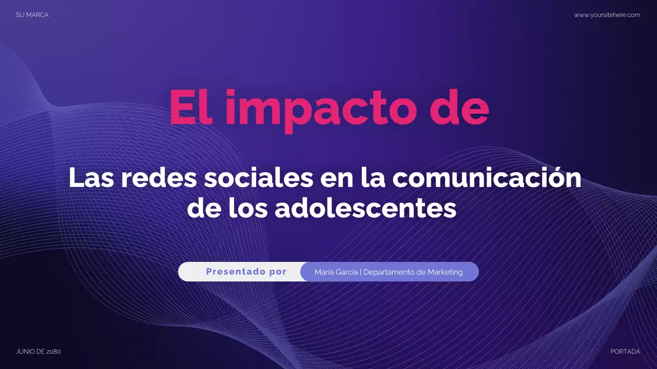 Presentación moderna en morado para redes sociales