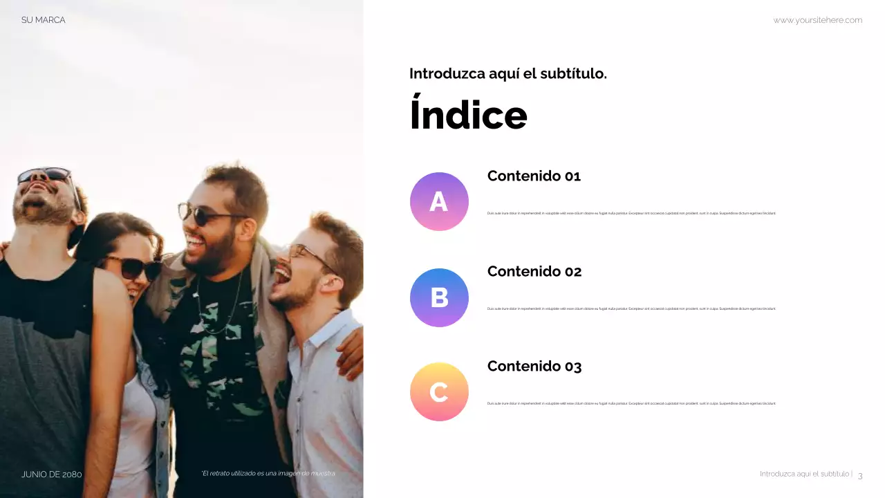 Presentación moderna en morado para redes sociales